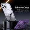 Magnetic 360°Rotation Stand Phone Case For Iphone 11 12 13 14 15 16 Pro Max 16Plus Samsung S24 Ultra S23 With Ring Holder Frosted Transparent Cover