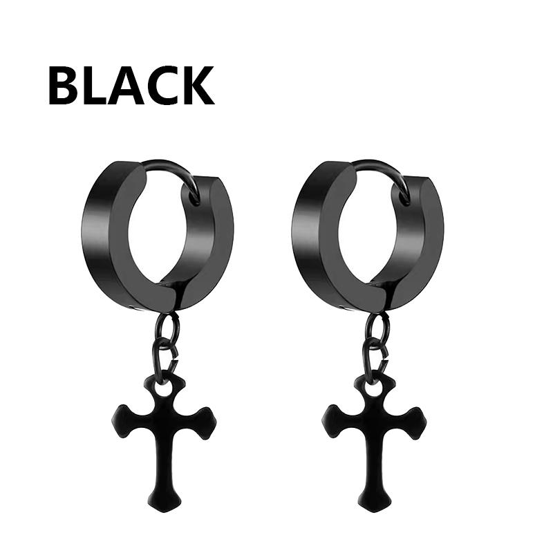 1 шт. Корейская мода Нержавеющая сталь Особой формы Крест Подвеска Серьги Женские серьги Панк Рок Пирсинг Серьги-кольца Циркон