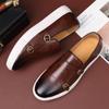 Новые черные мужские кроссовки Slip-On Solid Double Buckle Brown Platform Shoes Men's Vulcanize Shoes Size 38-46