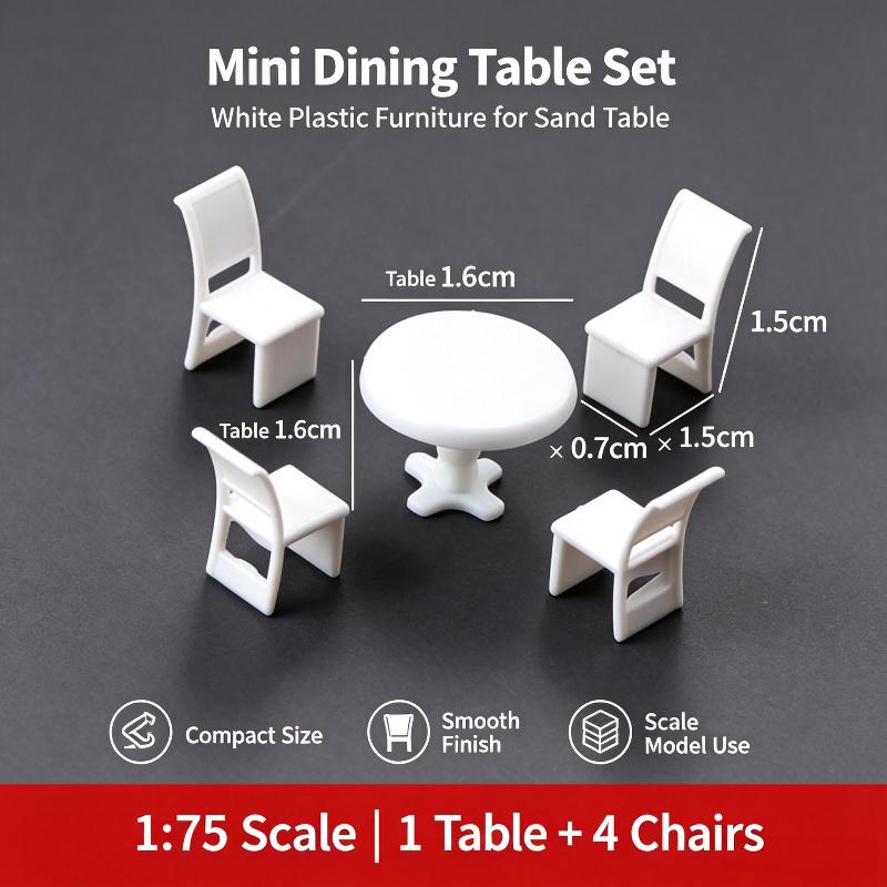 Mini Furniture Table Chairs Model Set Wear Resistant 1:50 1:75 1:100 Scale for Sandtable Diorama Railway Scene Build
