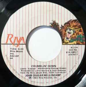 7inch Record JOHN COUGAR MELLENCAMP - Crumblin' Down 8144857 PolyGram, Riva 1983 US Rock Used