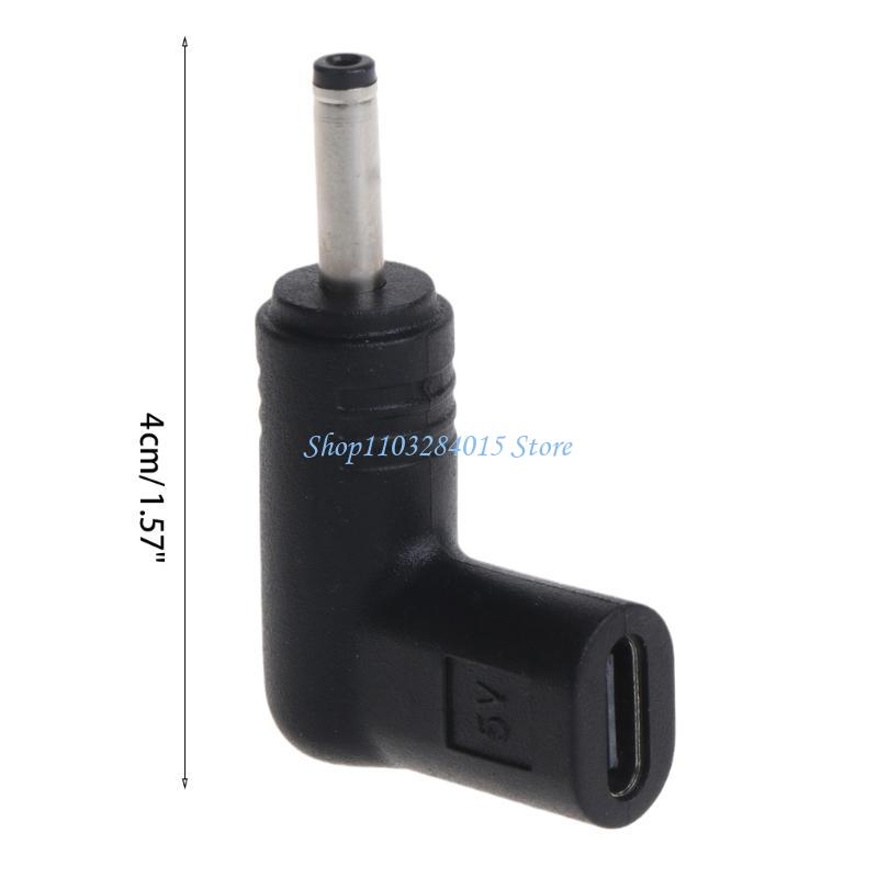 R6FF Type C Female Input to 3.5mm x1.35mm Power Charging Adapter 90 Degree Adapter