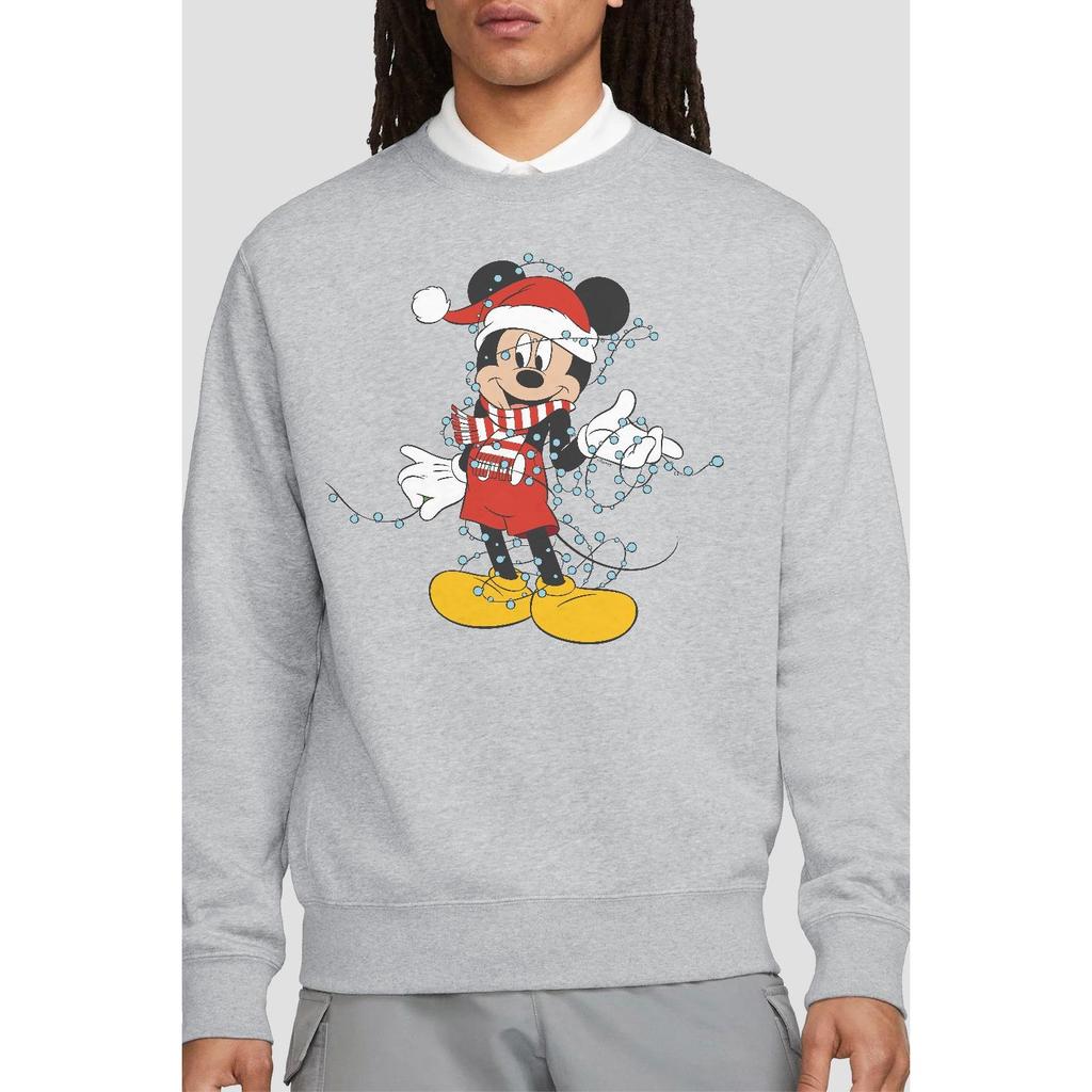 Disney Unisex Adult Mickey Mouse Christmas Lights Sweatshirt