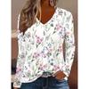 2025 Women's T-Shirts Florals Graphics Plants Elegant Fashion Tees Long Sleeve T-shirts V-Neck Regular Tops Pullover Fall Winter