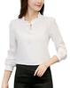 [MT-evocon] Women's Long Sleeve Shirt Blouse – Teardrop Placket Pullover, White, Size XL