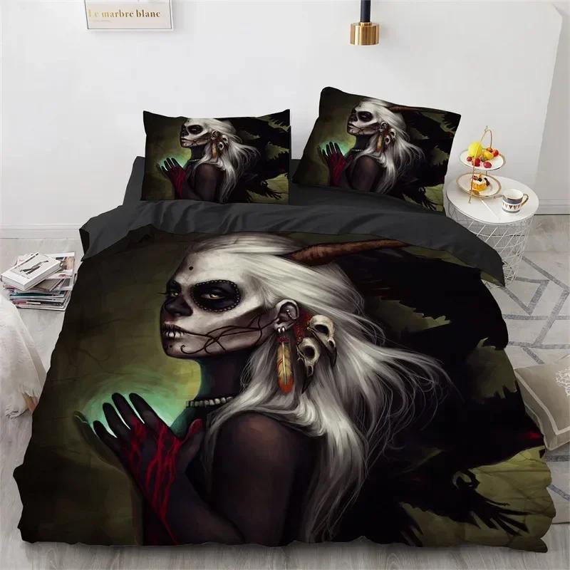 3D Print Skull Vintage Sugar Skull Girl Comfortable Duvet Cover Pillowcase Bedding Set Children Bedroom Decoration Home Textile