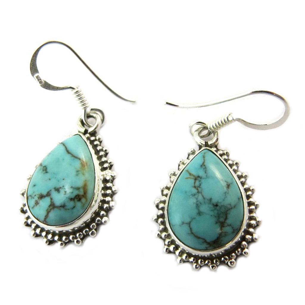 Les Trésors De Lily [P3770] - Turquoise 'Heaven' Silver Earrings - 18x15 Mm