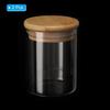 PATIKIL 6.8 oz Glass Jars with Airtight Bamboo Lids, Set of 2, Clear Food Storage Jars for Nuts, Sugar, Coffee Beans, and Spices (8x6.5cm)