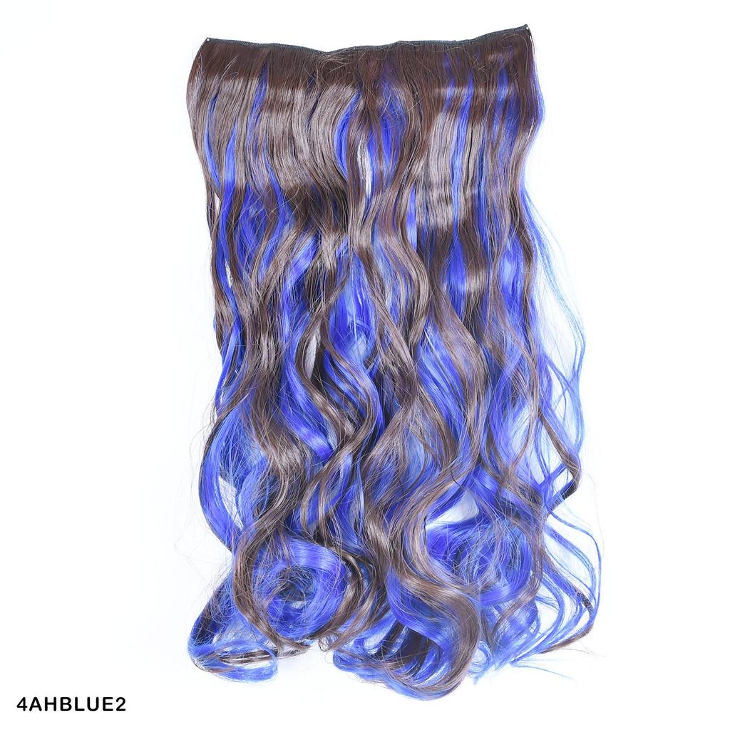 Выделенные волосы цвета пианино, накладные волосы, одна часть с 5 клипсами, длинные волнистые волосы, коричневые, красные, синие, разноцветные волосы