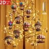 New Year 10Pcs Christmas Wooden Hot Air Balloon Santa Claus 2D Flat Wooden Pendant Christmas Tree Decor Perfect Gift Decor 2026