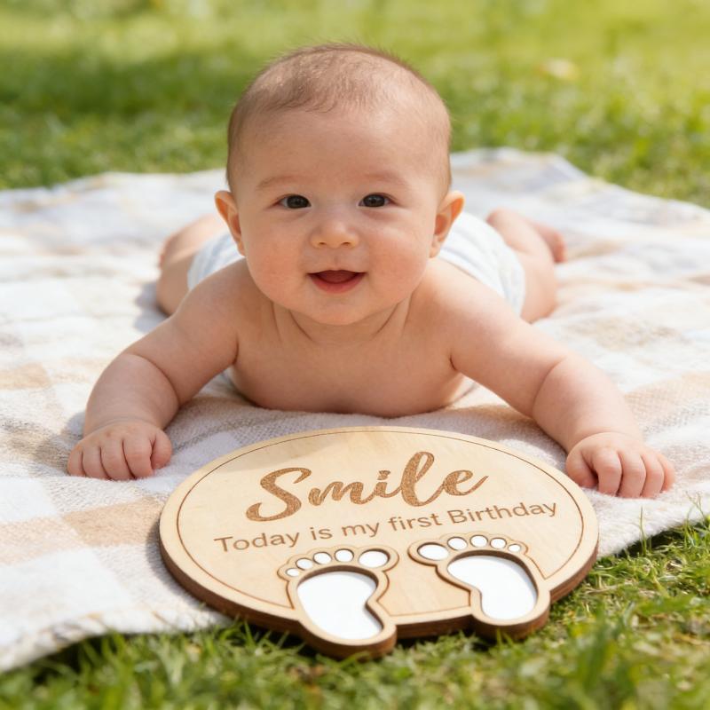 Personalized Wooden Baby Monthly Milestone Cards 10Pcs Set Newborn Photo Props Boys Girls Growth Tracker Nursery Gift Keepsake