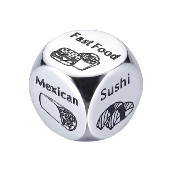 Date Idea Decider Dice Portable Stainless Steel Adults Couple Decision Dice 6 Sides Food Takeaway Decision Dice Girlfriend Boyfriend Gift