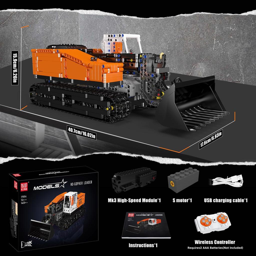 Mould King 17054 Technic RC Погрузчик Mongoose MOC Электрический бульдозер Тяжелая строительная техника Шахтный погрузчик Технологический строительный набор Трактор - (1423+