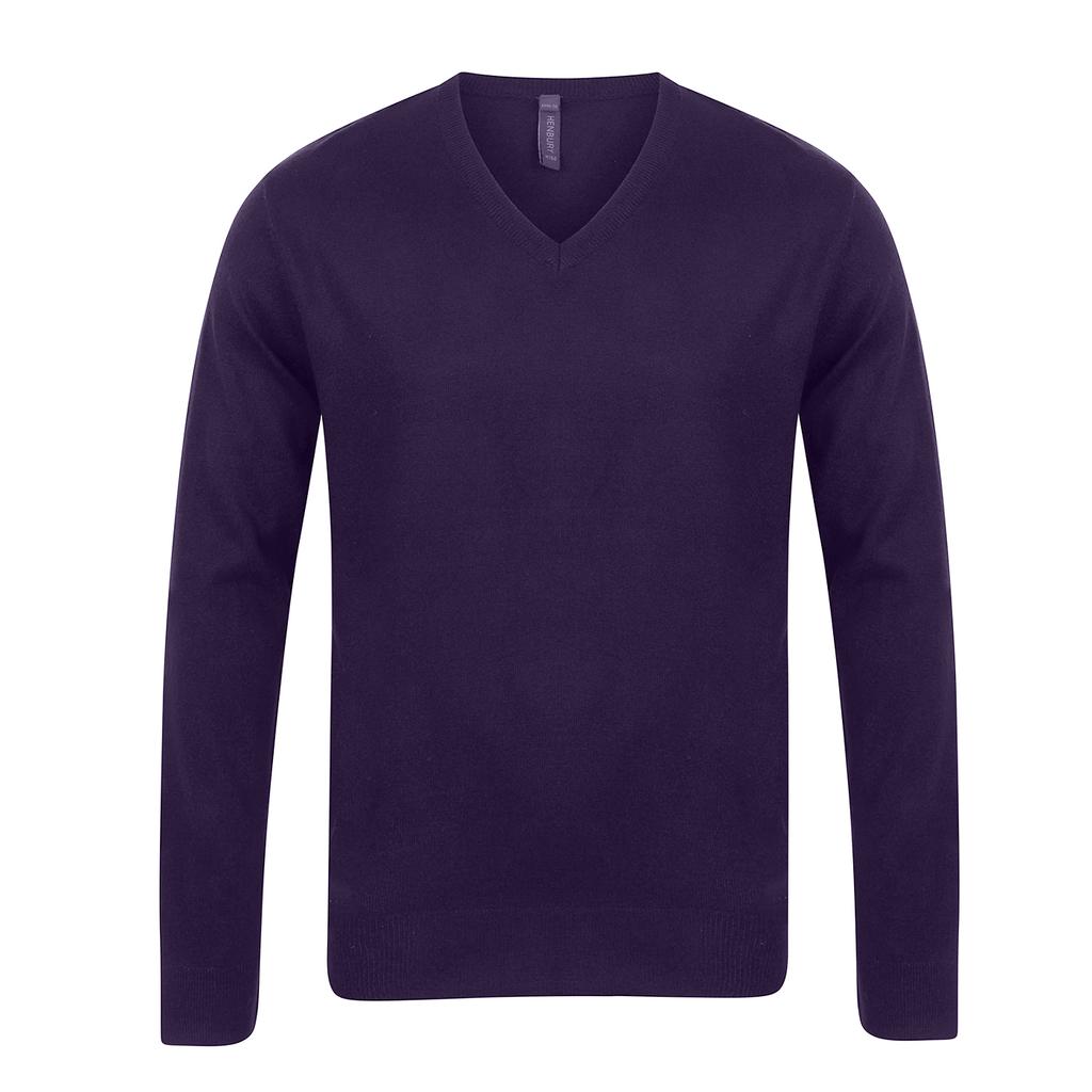 Henbury Mens Cotton Acrylic V Neck Sweatshirt