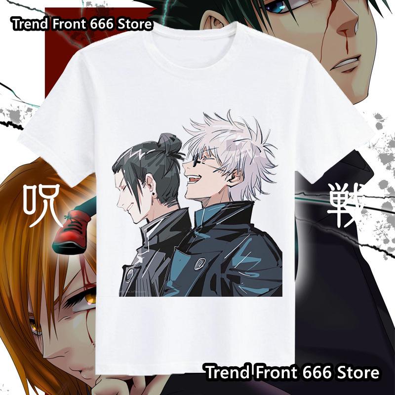 Японское Горячее Аниме Jujutsu Kaisen Мужские Детские Футболки Хлопок Узор Годжо Детская Футболка с Круглым Вырезом Мужчины Женщины Футболка Харадзюку