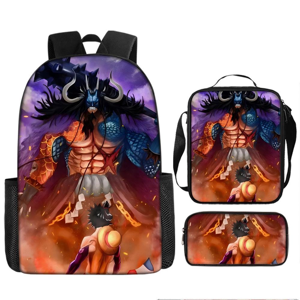 Анимация ONE PIECE школьный рюкзак из трех частей игровой периферийный рюкзак большой вместимости для ученика средней школы для улицы, кампуса, сумка для компьютера