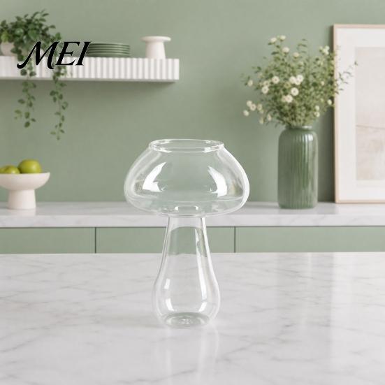 KTV Drinkware Mushroom Cocktail Glass Cup, Creative Clear Wine Glasses, Sparkling Drink Cute Coffee Cups, Novelty Bar Tool Heat Resistant