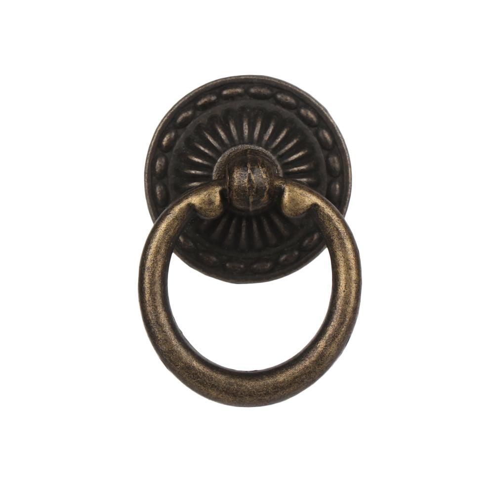 Ручки для мебели в европейском стиле с кольцевым узором, ретро, одинарное отверстие, бронзовые, пулы для шкафа