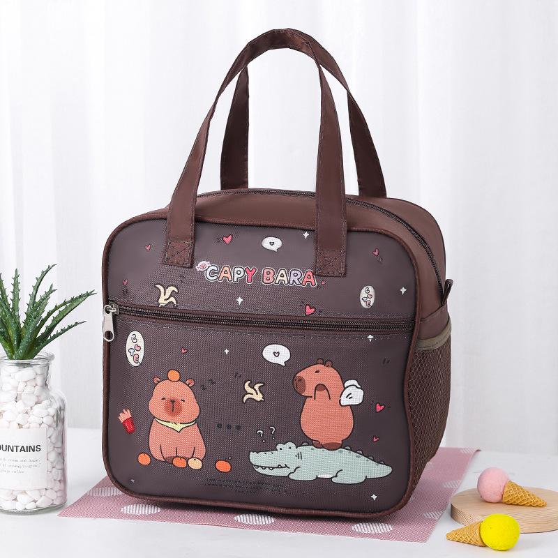 Large Insulated Cartoon Bento Lunch Bag - Waterproof & Cute Student Handheld Carrier