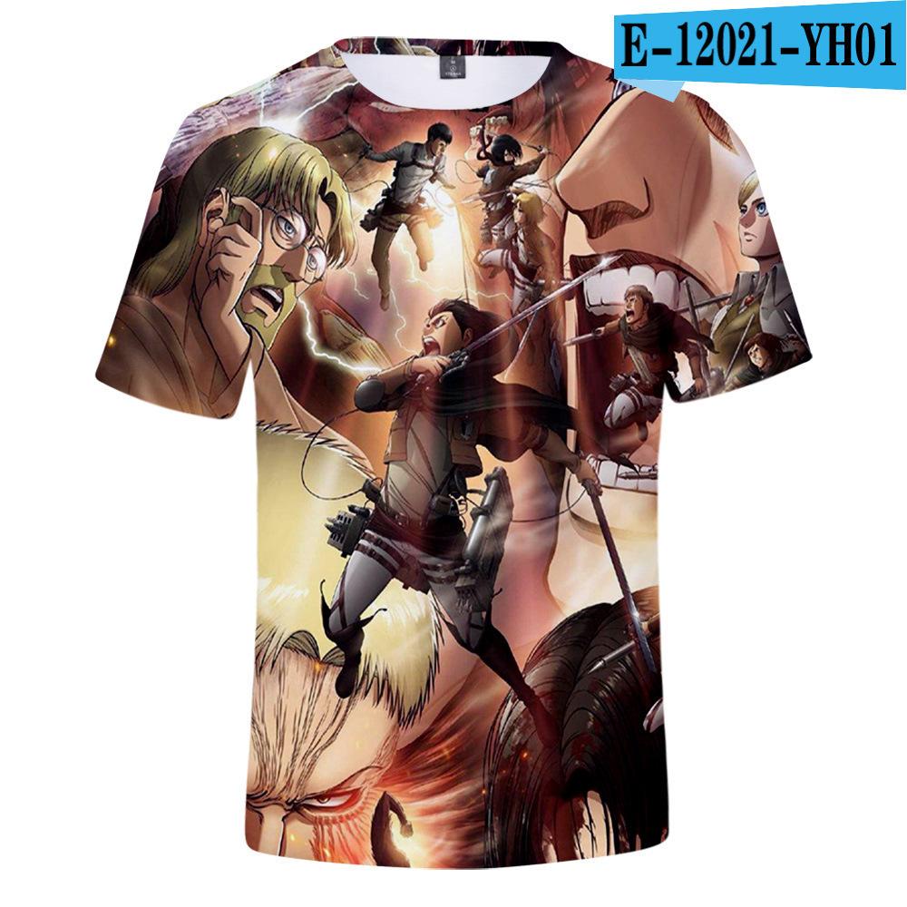 Men's 3D Color Printed Short Sleeved T-shirt with Street Fashion Around The Giant In Summer Anime Attack T-Shirts