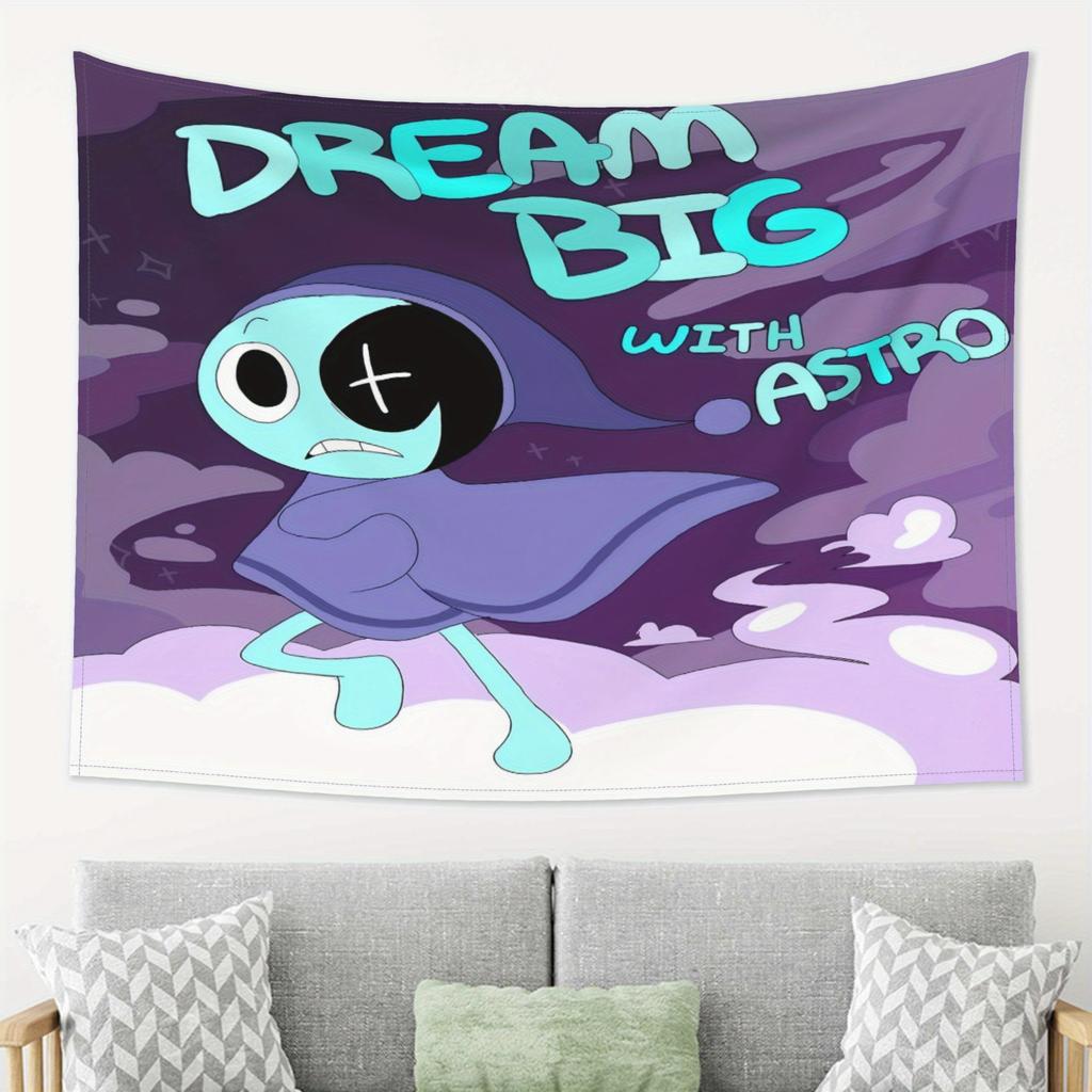 Dandys World Astro Wall Hanging Tapestry  Dream Big with Astro Vibrant Purple  Blue Design HighQuality Polyester Fabric