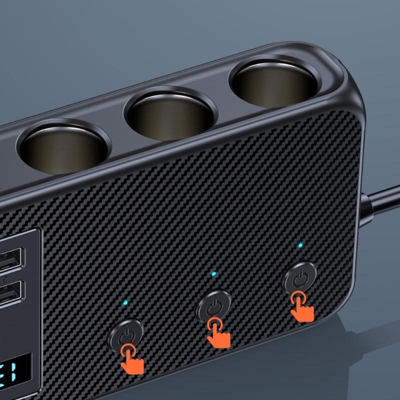 Car Charging Hub Splitters with Independent Switches Fast Charging Adapter Vehicles Charger for 12V-24V Car Truck SUVs