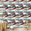 Ink Wallpaper Turquoise, Light Gray and Red 50x1000