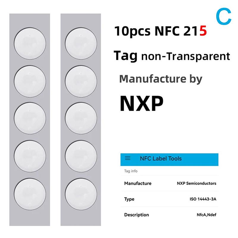 10Pcs Ntag213 Ntag215 Nfc Tag Sticker 13.56Mhz Iso14443A Label Phone Available Rfid Adhesive Label