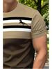 Men's Striped Short-Sleeve T-Shirt Suitable for Summer Outdoor & Daily Wear, Breathable Round Neck Casual Shirt with Striped Print, Machine Washable