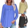 Туника с длинным рукавом для женщин, свободный крой с круглым вырезом, повседневная осенняя одежда на пуговицах, однотонные толстовки
