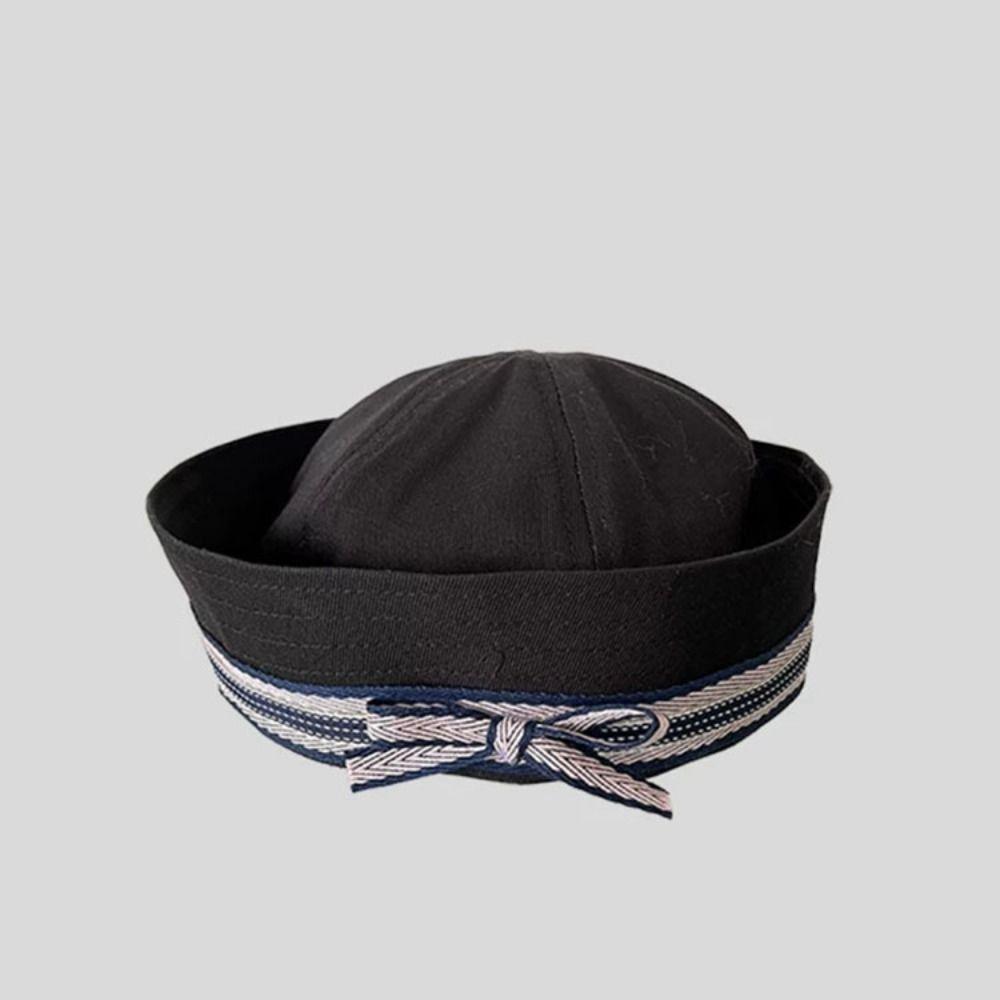 Flip Brim Women's Navy Hat Japanese Y2k Berets Cute Bow Sailor Caps Outdoor