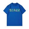 Men's 100% Cotton Crew Neck Short Sleeve T-Shirt, Casual Summer BEACH Letter Print with Palm Tree Sun Flower Pattern Soft Breathable Loose Fit Daily H