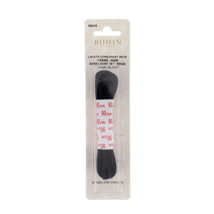 Lacet cordon - BOHIN FRANCE - 62410 - 90 cm - Noir - 1 paire