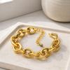 Gold Plated Chunky Chain Bracelet Stainless Steel Curb Link Bracelet Cable Chain Bracelet  For Men