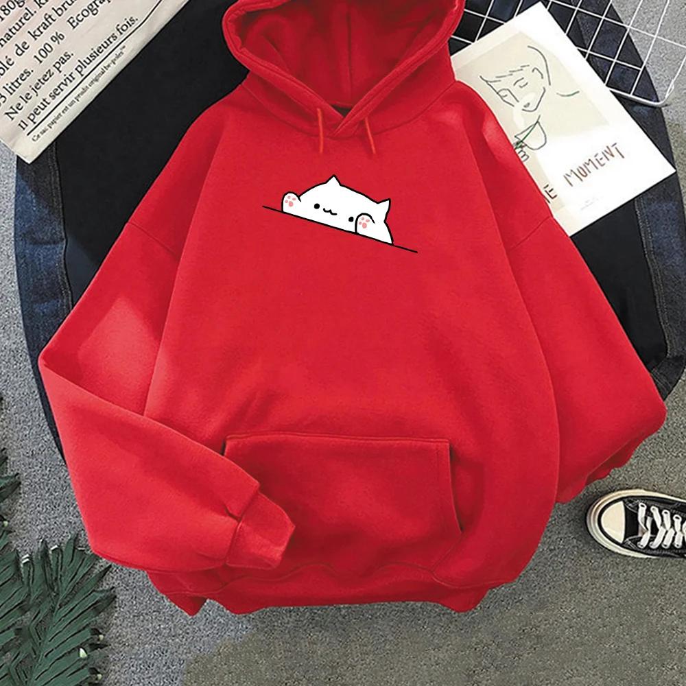 Женские толстовки с капюшоном, симпатичные повседневные толстовки с принтом мультяшного кота, модные свободные пуловеры в корейском стиле с капюшоном, уличные топы