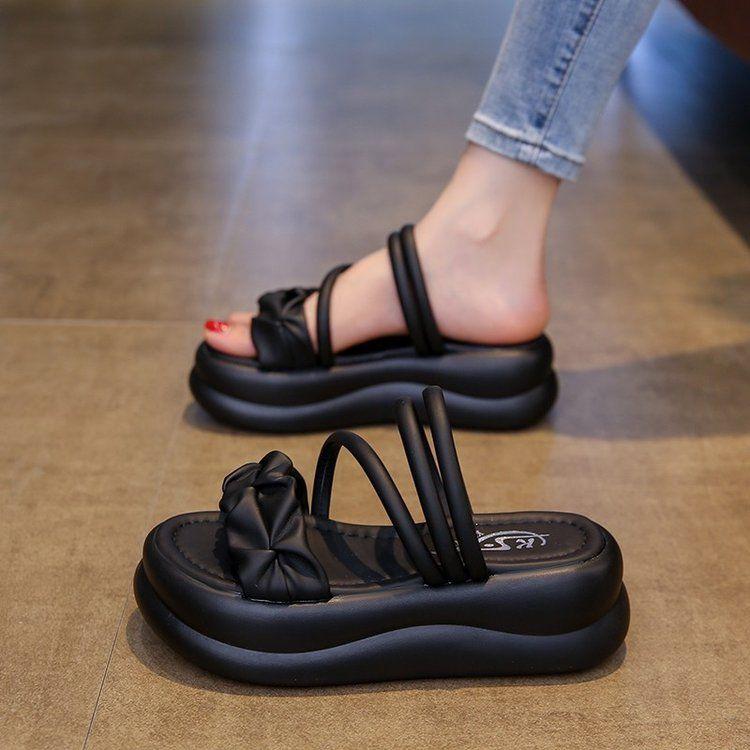 Пляжные туфли на платформе с открытым носком для женщин, летняя коллекция 2025 года: лучшие шикарные и элегантные новые дышащие модные сандалии для женщин.