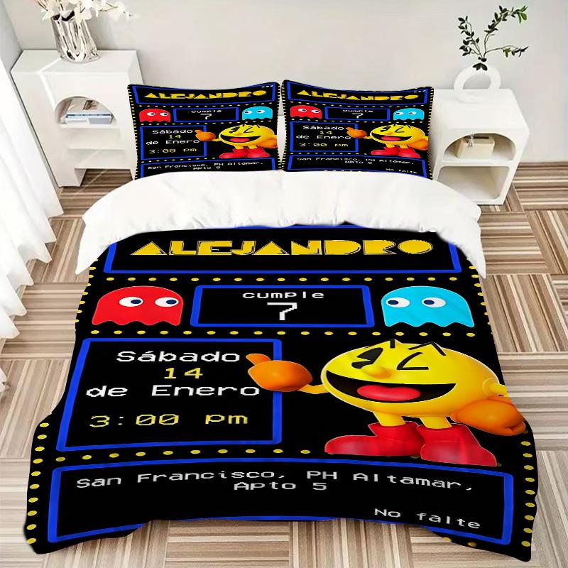 Pacman Birthday Invite Print 3Pcs Bedding Setduvet Cover With 2 Bedropillowcase Home Birthday Gift