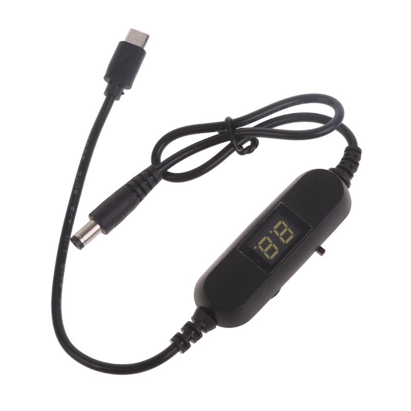 Универсальный кабель питания USB C на 2В-12В 5,5x2,1 мм с дисплеем выходного напряжения для радио, светодиодной лампы, игрушки, сфигмоманометра