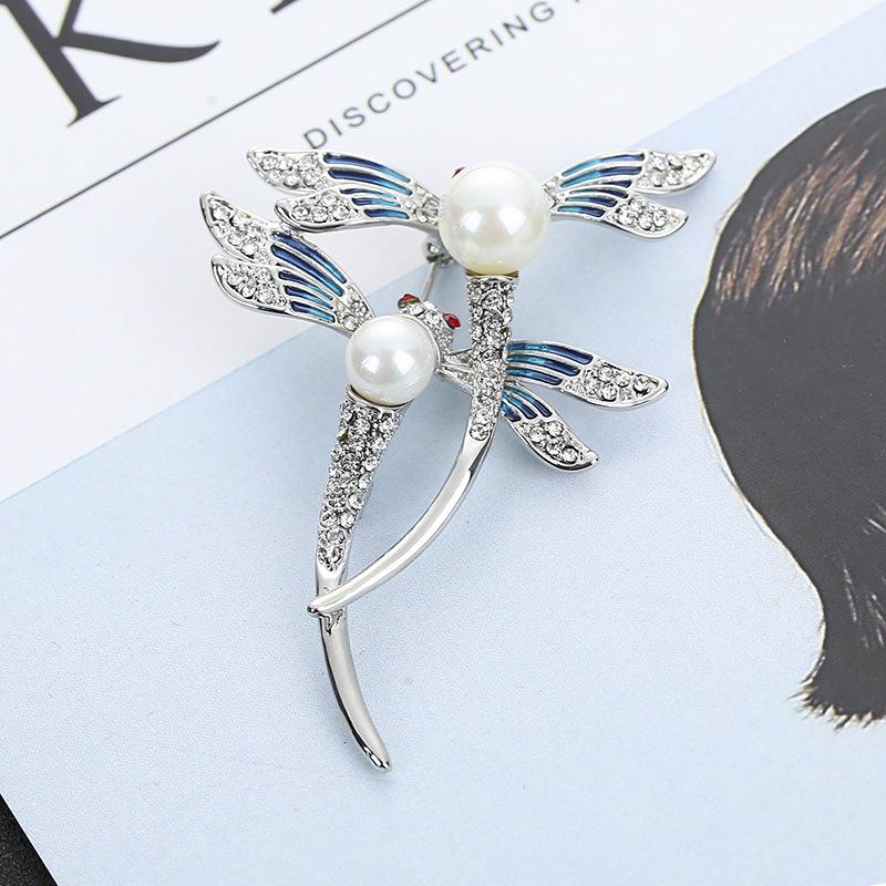 Retro Diamond-Encrusted Dragonfly Brooch Temperament Dripping Insect Brooch Niche Design Sense Pin Suit With Accessories
