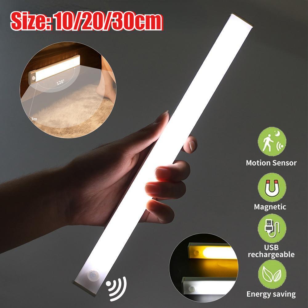 Ночник, светодиодный светильник под шкафом, датчик движения, светильник для шкафа, USB аккумуляторная лампа для кухонного освещения, лампа для шкафа