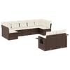 9 Piece Garden Sofa Set with Cushions Brown Poly Rattan