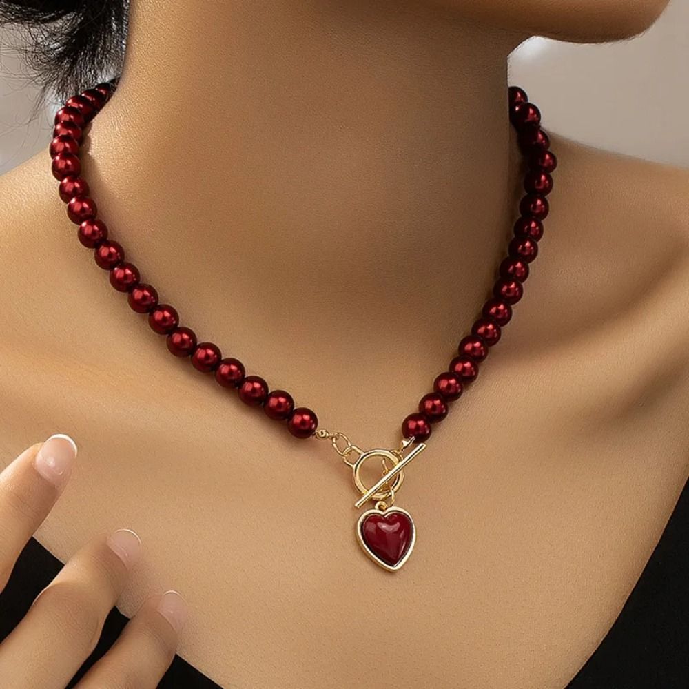 Легкий роскошный жемчужный браслет, комплект ожерелья, сплав, цепочка на ключицу, комплект ожерелья с подвеской «Любовь»