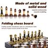 15 Inch Wooden+Metal Chess Set for Adults and Kids Marbling Chess Board Chess Pieces Portable Travel Chess Sets Metal Wooden Ch