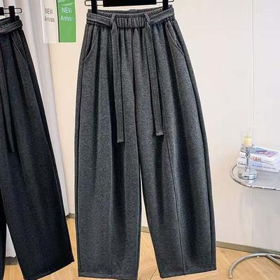 Брюки для женщин Эластичные с высокой талией Длинные брюки Плюс Утолщенные Эластичные Однотонные Универсальные Повседневные брюки