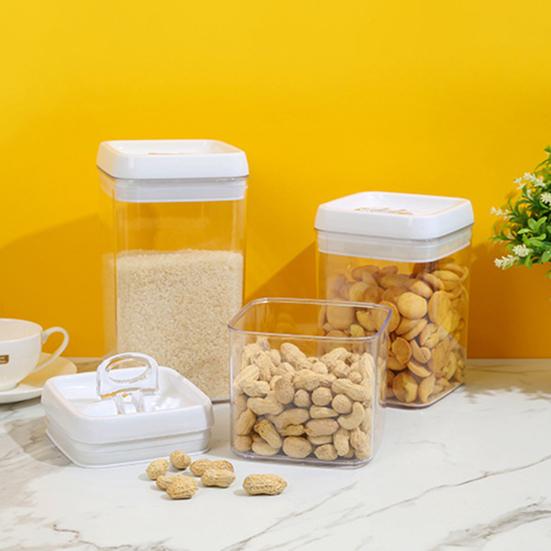 Rectangular Dry Food Cereal Flour Beans Airtight Flip Storage Container Holders