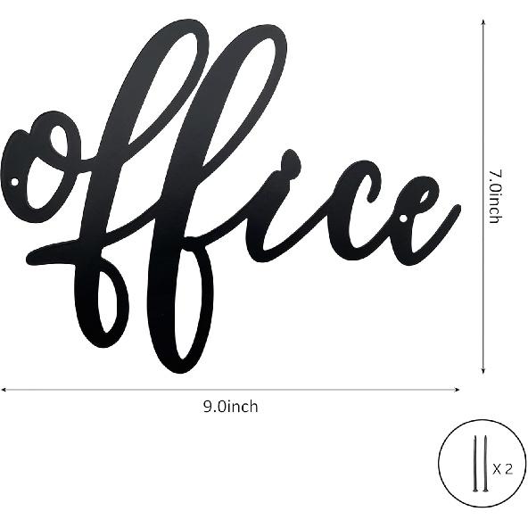 Металлическая табличка на дверь офиса для дома и бизнеса – Художественное настенное украшение с современным шрифтом | Черные офисные таблички для стен, 9" x 7"