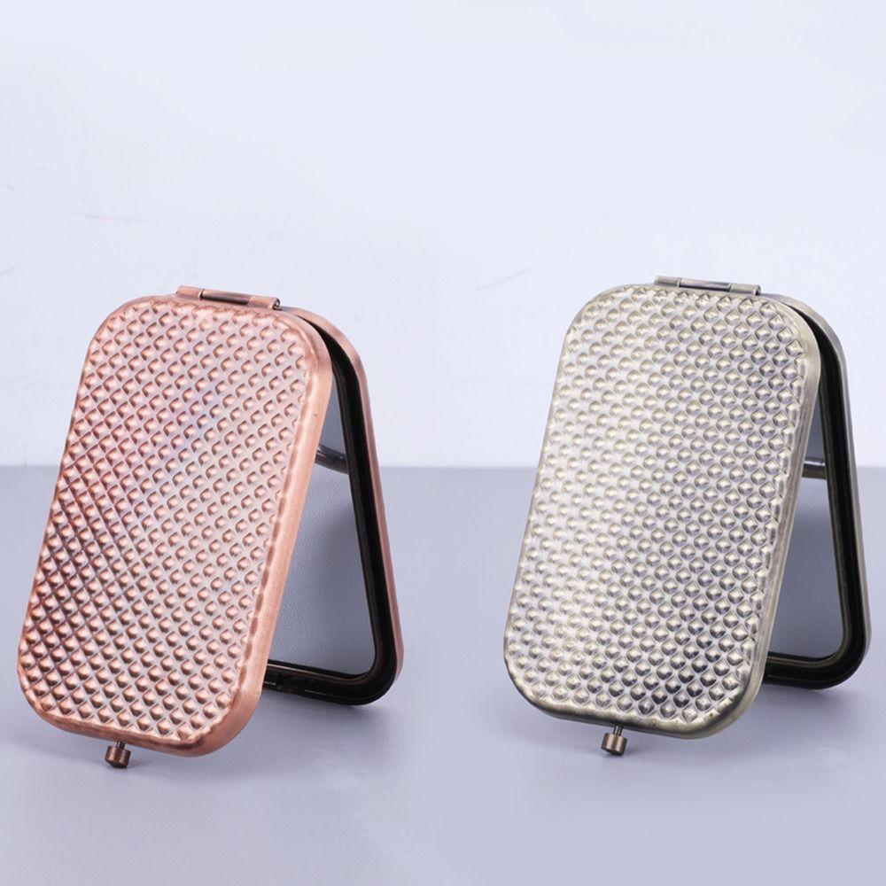 Зеркало для макияжа в стиле ретро, ​​квадратное косметическое складное зеркало, компактное карманное зеркало, туалетное подарочное зеркало