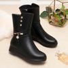 Женские сапоги из искусственной кожи на платформе 2024 года, зимние новые женские вечерние сапоги с зимними ботинками, модные женские сапоги в готическом стиле с круглым носком