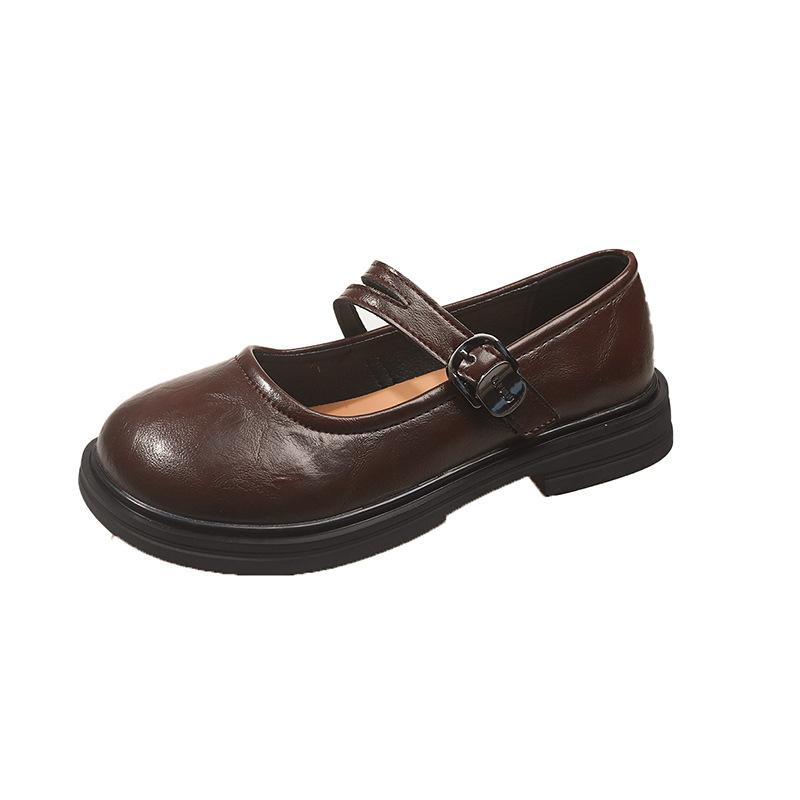 Vintage Mary Jane Shoes Women's 2025 Spring New Flat-bottomed Versatile College Japanese Uniform Jk with Skirt Small Leather Shoes