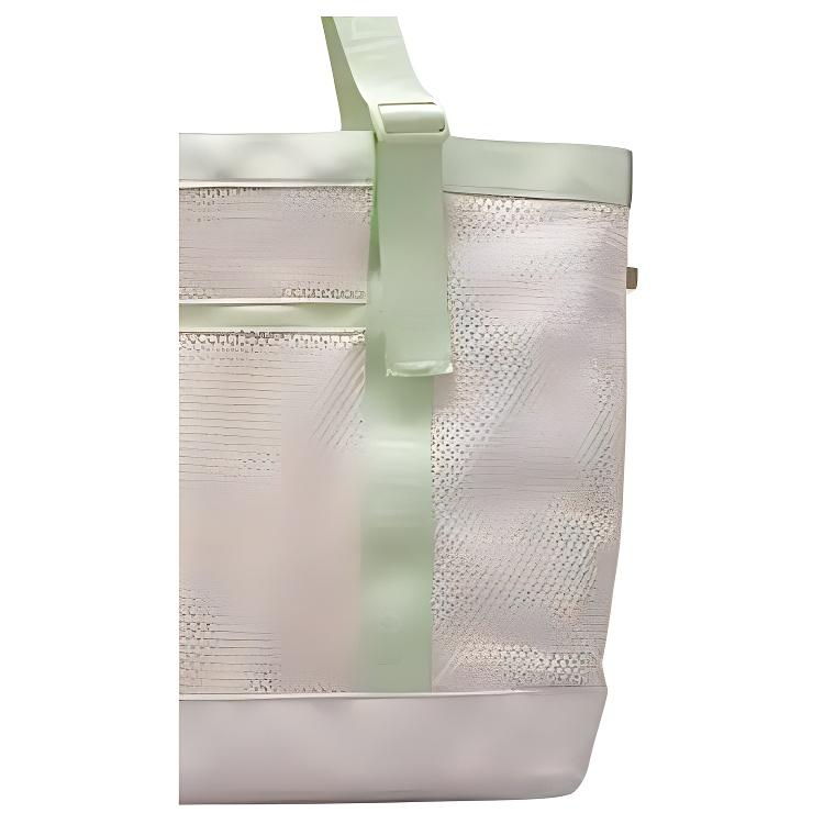 Lululemon Mesh 20L Brand Logo Snap Closure Polyester Shoulder Tote Bag Regular Women bags White Green Beige LU9BARS-KOGR